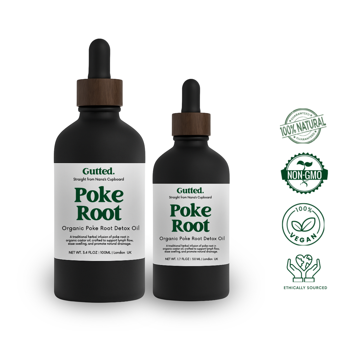 Organic Poke Root Oil – 100ml & 50ml | Wild-Infused Oil for Lymphatic Detox Support
