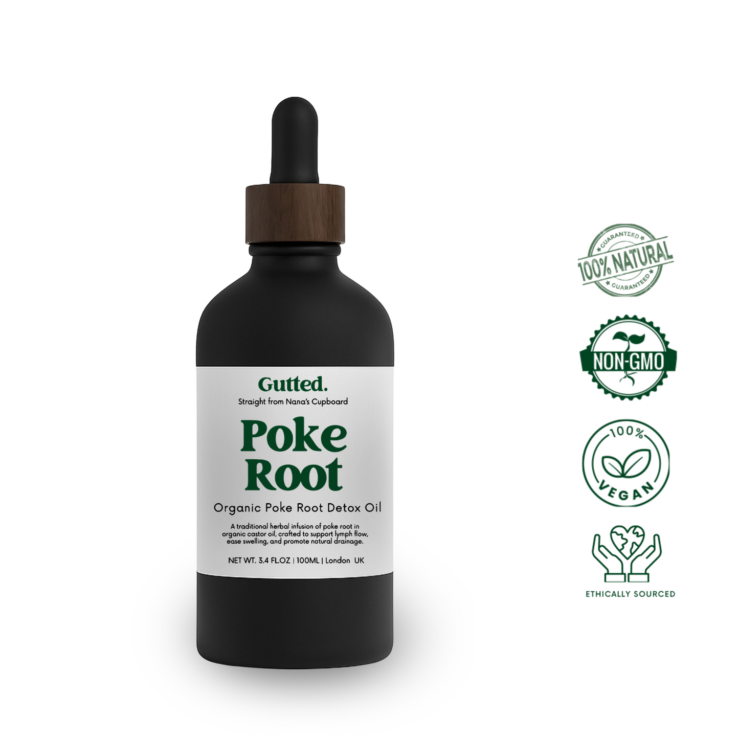 Organic Poke Root Oil – 100ml & 50ml | Wild-Infused Oil for Lymphatic Detox Support