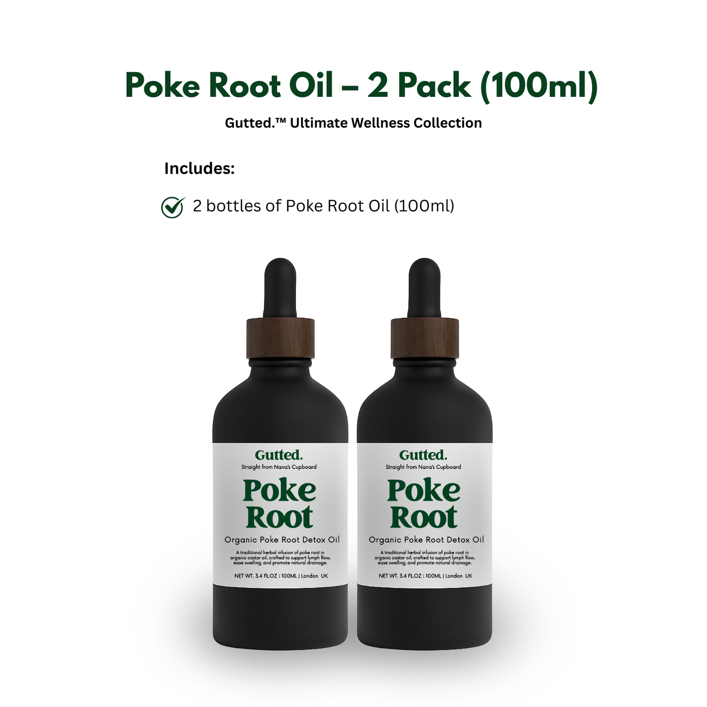 Organic Poke Root Oil Duo – 2 x 100ml Bottles | Lymphatic Detox Ritual Oil