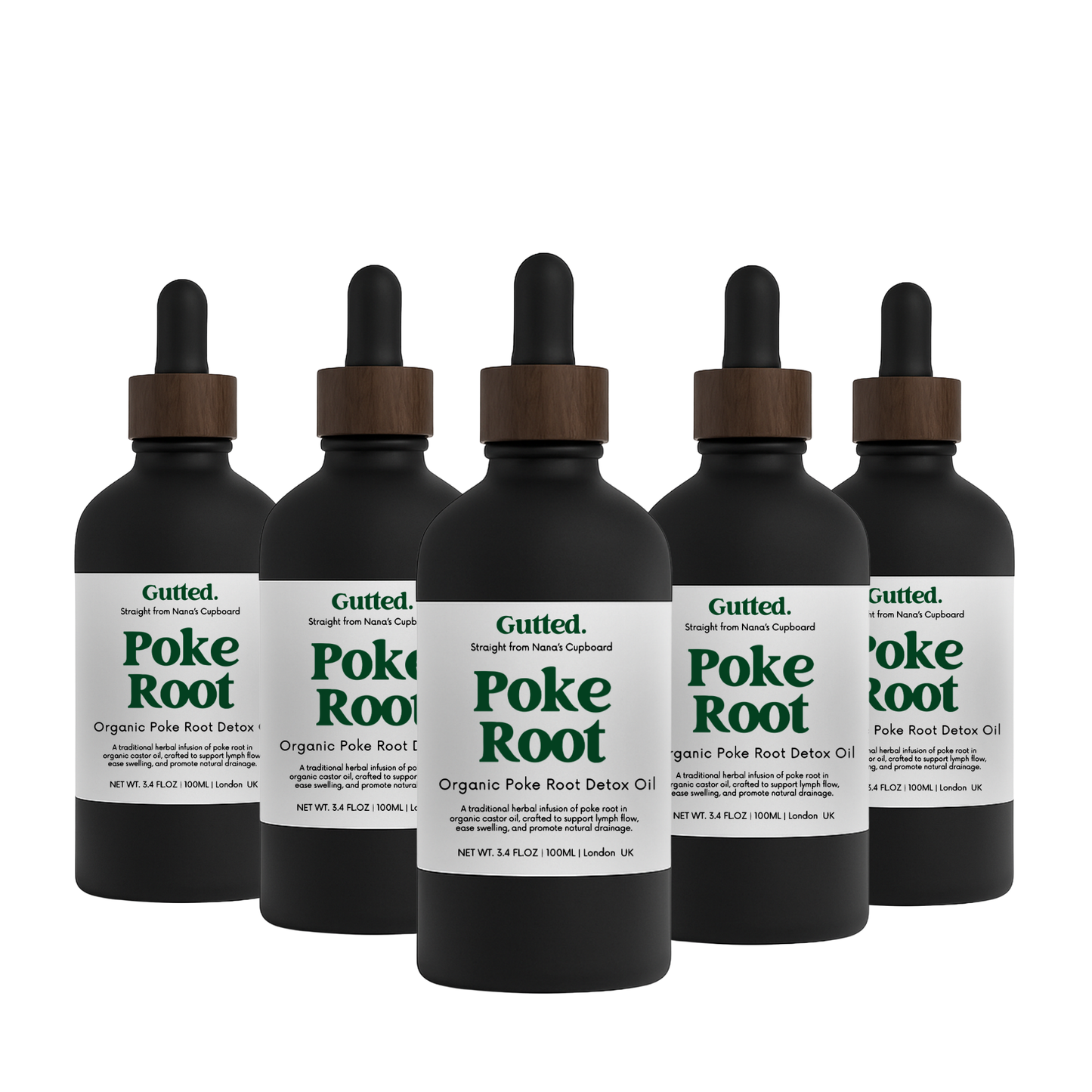 Organic Poke Root Oil – 5 x 100ml Bottles | Wild-Infused Oil for Lymphatic Support