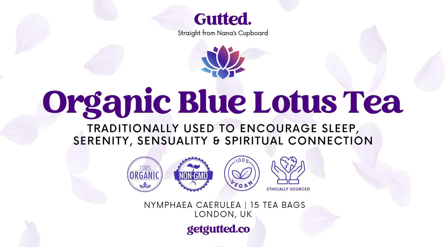Organic Blue Lotus Tea Bags | 15 or 30 Bag Options | Pre-Ground Petals | Herbal Infusion | Caffeine-Free | Bedtime Relaxation Blend