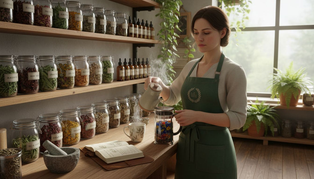 herbalist preparing infusion