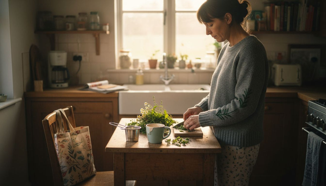 Woman preparing herbs for kitchen detox