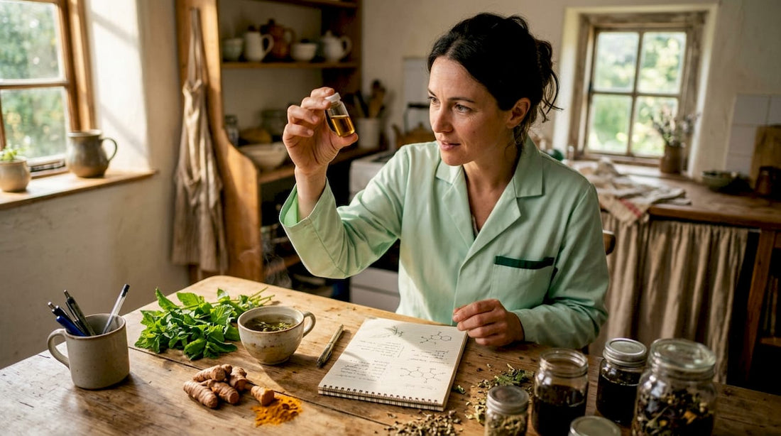 Scientist studying herbal inflammation compounds