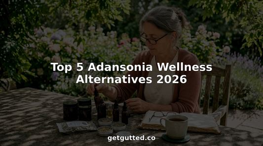 Person comparing herbal wellness products at home kitchen table