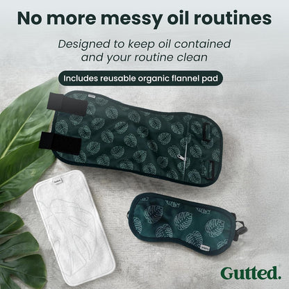 Gutted Organic Castor Oil Pack Kit for Waist & Neck – Premium Bamboo Cotton Reusable Set with Soft Organic Flannel Insert, Leak-Resistant, Adjustable Fit, Designed for Use with Castor Oil