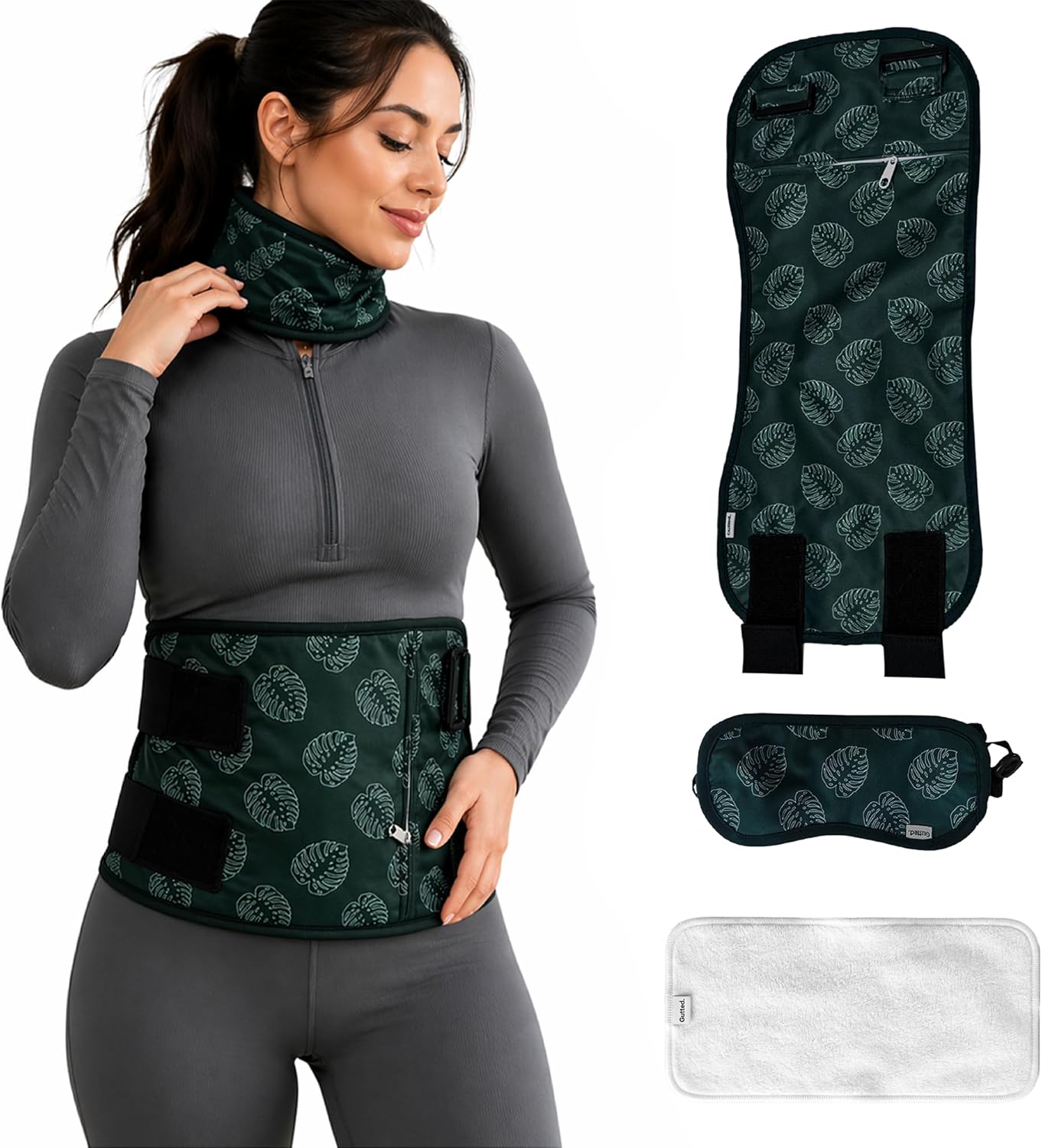 Gutted Organic Castor Oil Pack Kit for Waist & Neck – Premium Bamboo Cotton Reusable Set with Soft Organic Flannel Insert, Leak-Resistant, Adjustable Fit, Designed for Use with Castor Oil