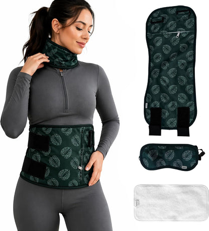 Gutted Organic Castor Oil Pack Kit for Waist & Neck – Premium Bamboo Cotton Reusable Set with Soft Organic Flannel Insert, Leak-Resistant, Adjustable Fit, Designed for Use with Castor Oil
