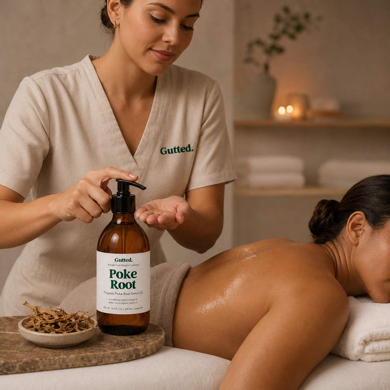 Professional Poke Root Infused Organic Castor Oil | Wholesale & Bulk Massage Oil for Therapists | 500ml & 1L