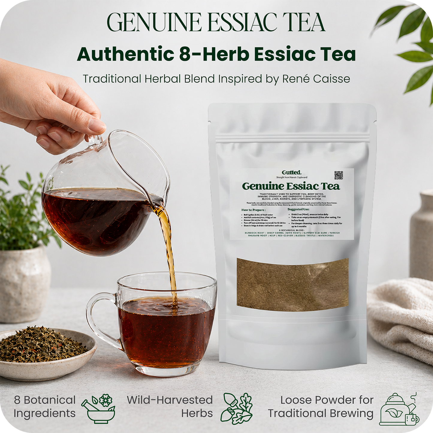 Genuine Essiac Tea – Authentic 8-Herb Detox | 4oz (112g) | Organic Herbal Blend | by Canadian Rene Caisse| 128-Day Cleanse Support | UK
