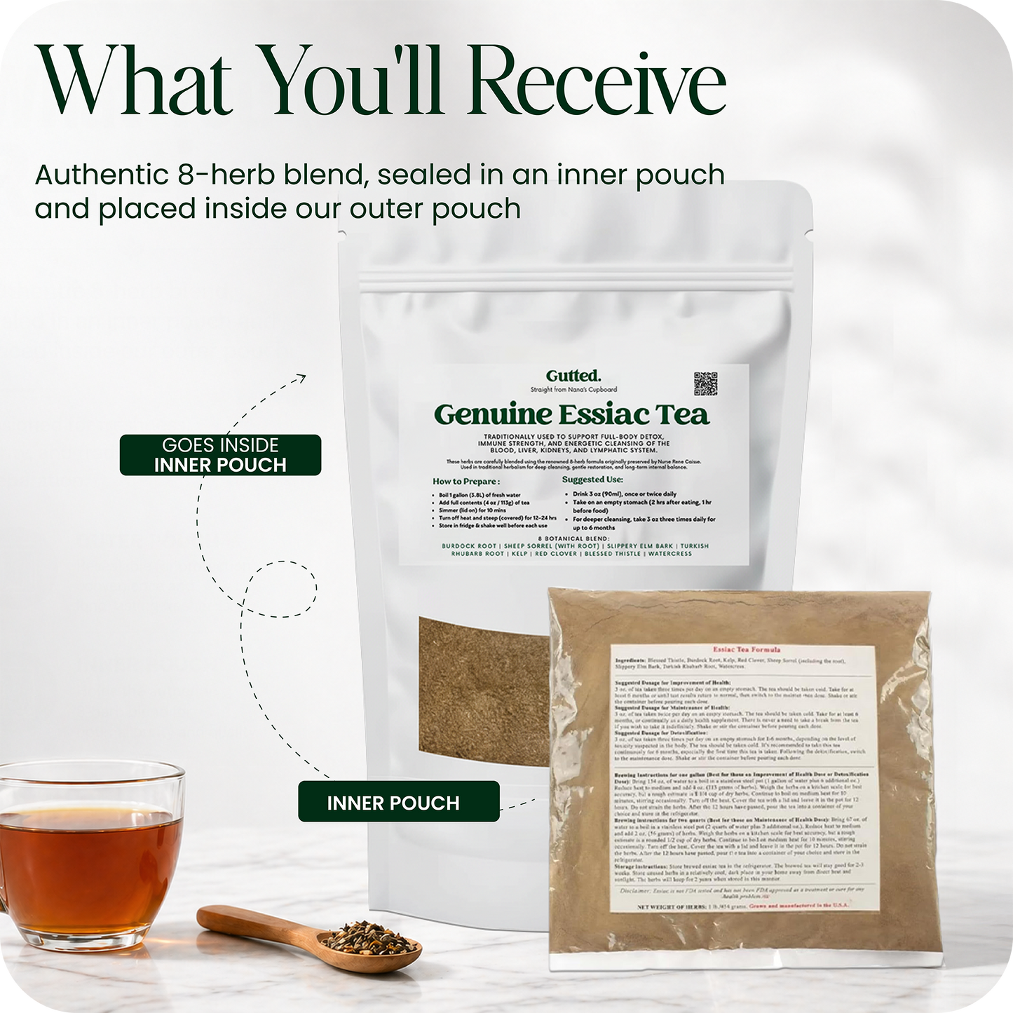 Genuine Essiac Tea – Authentic 8-Herb Detox | 4oz (112g) | Organic Herbal Blend | by Canadian Rene Caisse| 128-Day Cleanse Support | UK