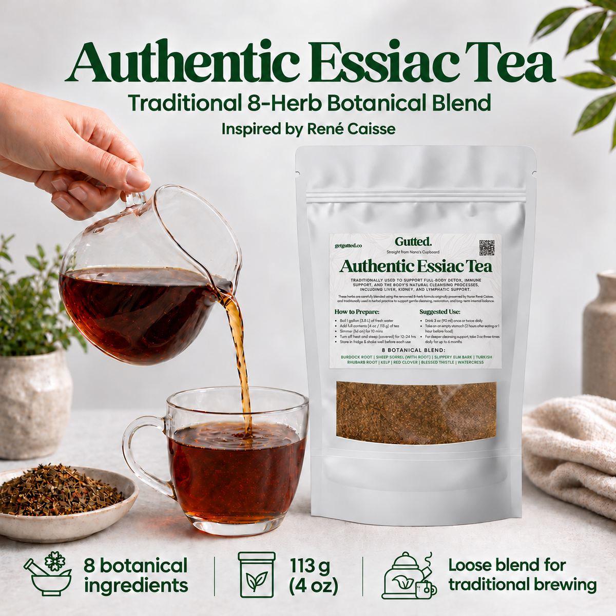 Authentic 8-Herb Essiac Tea, loose blend for brewing