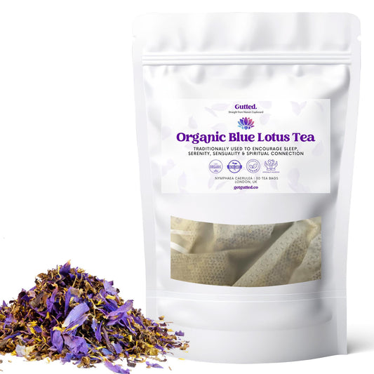 Organic Blue Lotus Tea Bags | 15 or 30 Bag Options | Pre-Ground Petals | Herbal Infusion | Caffeine-Free | Bedtime Relaxation Blend